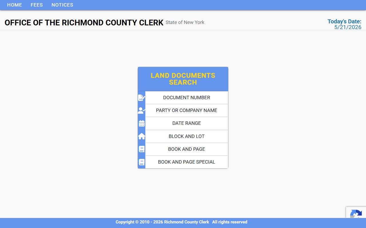 Richmond County court records and land document search at the County Clerk