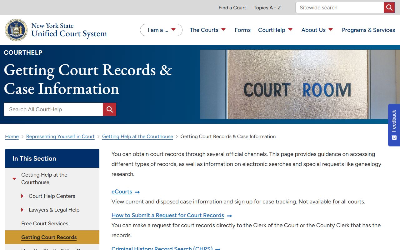 Richmond County Clerk getting court records and case information