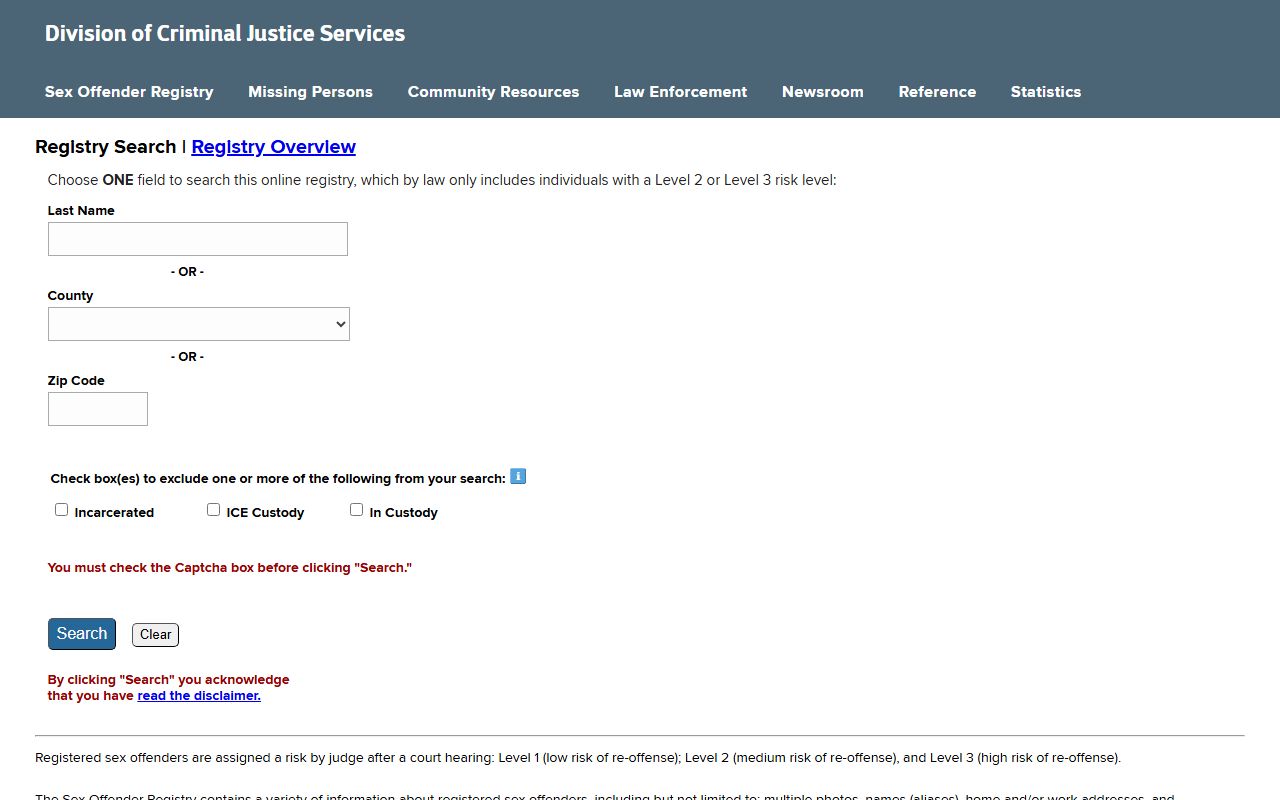 Richmond County arrest records and the New York sex offender registry