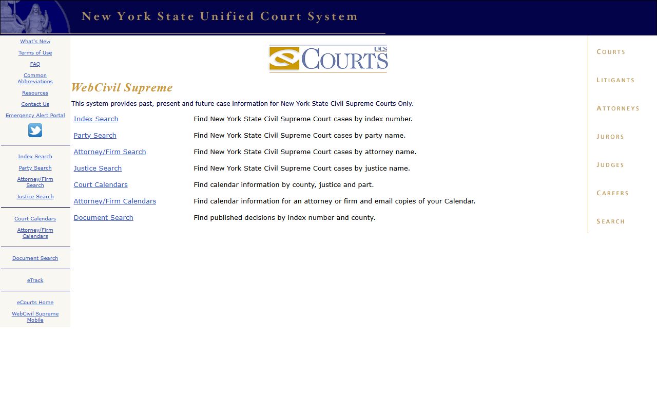 Richmond County Supreme Court records on WebCivil Supreme