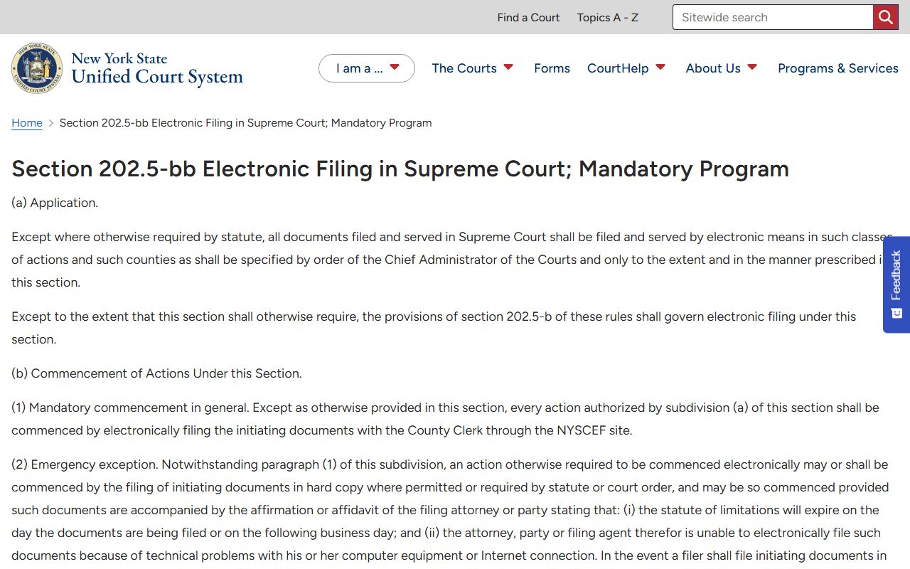 Richmond County Supreme Court mandatory e-filing rule